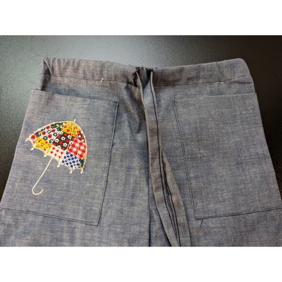 Handmade Vintage 70s Girls Bellbottoms Wide Leg Pants Umbrella Applique Size 8 - Picture 4 of 5